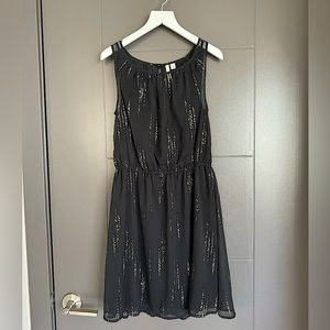 Frenchie Short Black Dress with Gold Accents